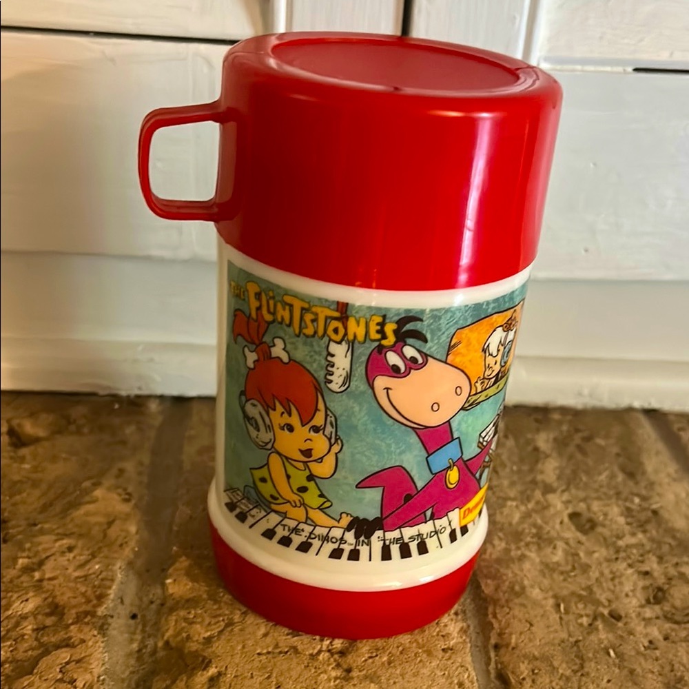 Vintage Flintstone Thermos, Denny's, 1989